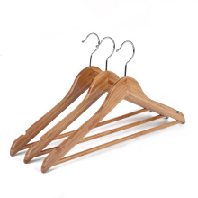 Assessed Supplier PENGFEI natural clothes bamboo hangers with bar for supermarket